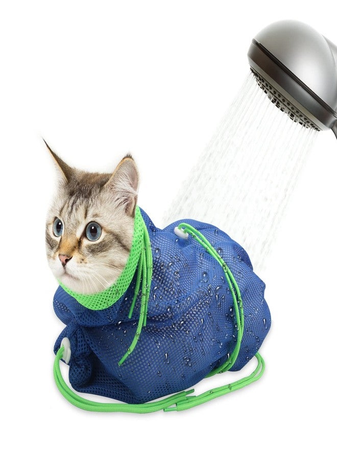 Catcan Cat Bathing Bag, Breathable Mesh Cat Shower Bag Anti Scratch Adjustable Cats Grooming Washing Bag for Nail Trimming Polyester Soft - Image 1
